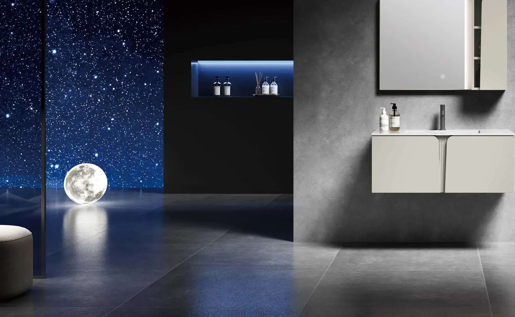 Coordinated 1000 mm suites: AG-6178 wide drawer vanity