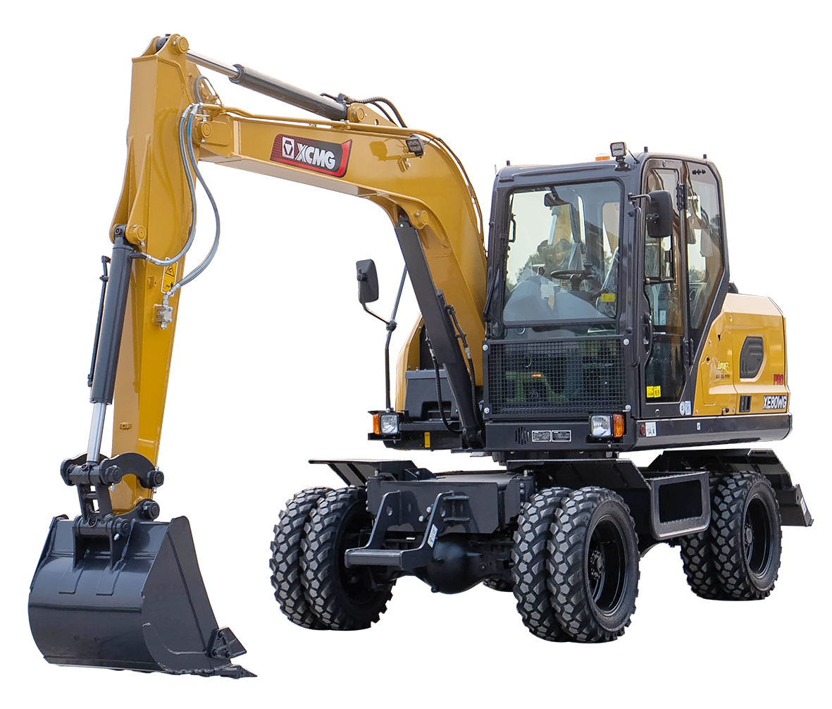 Wheeled excavators: Wheeled excavator with offset boom