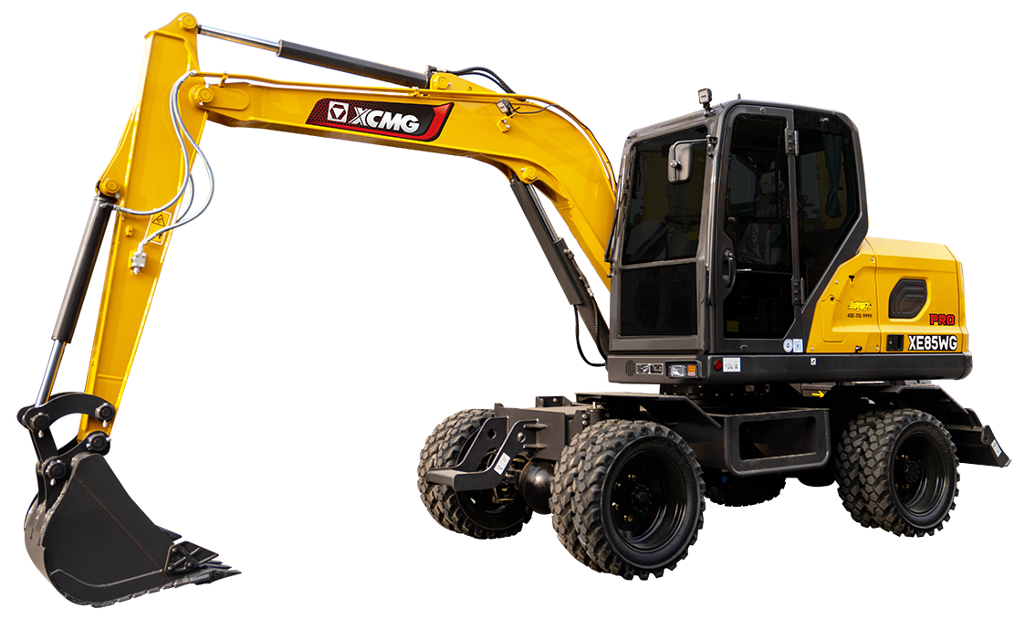 Wheeled excavators: Wheeled excavator with offset boom