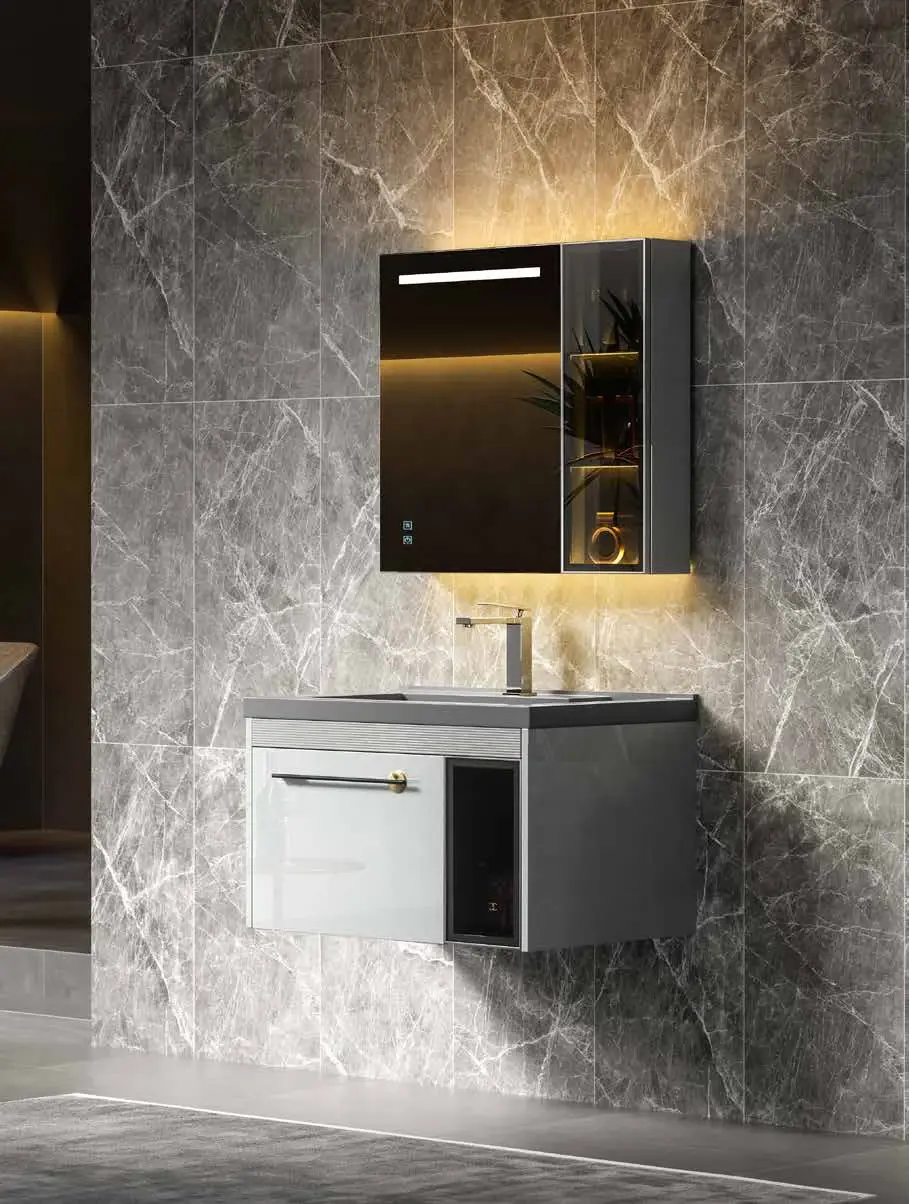 Compact modular bathroom suites: Compact mirror-cabinet suite