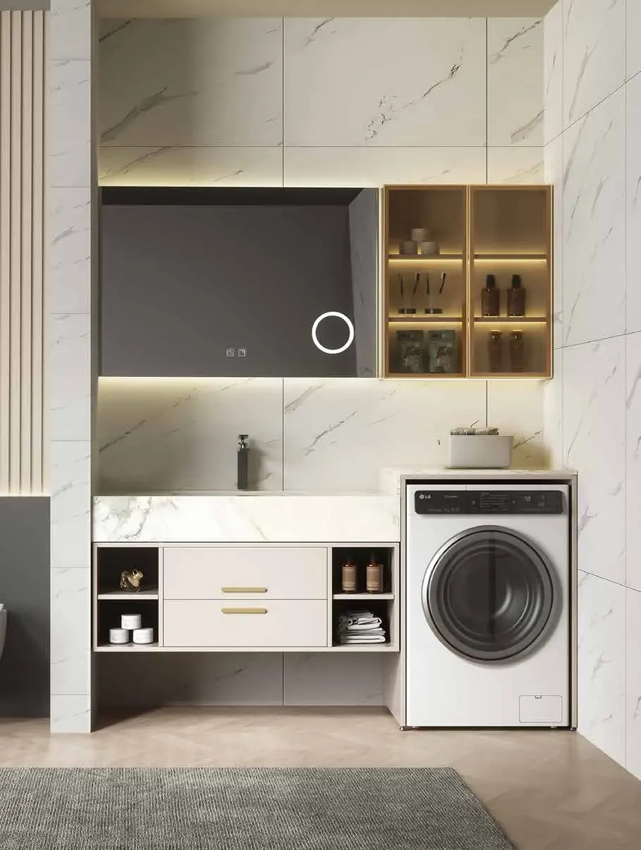 Bathroom & laundry combination walls: Bathroom suite with laundry module