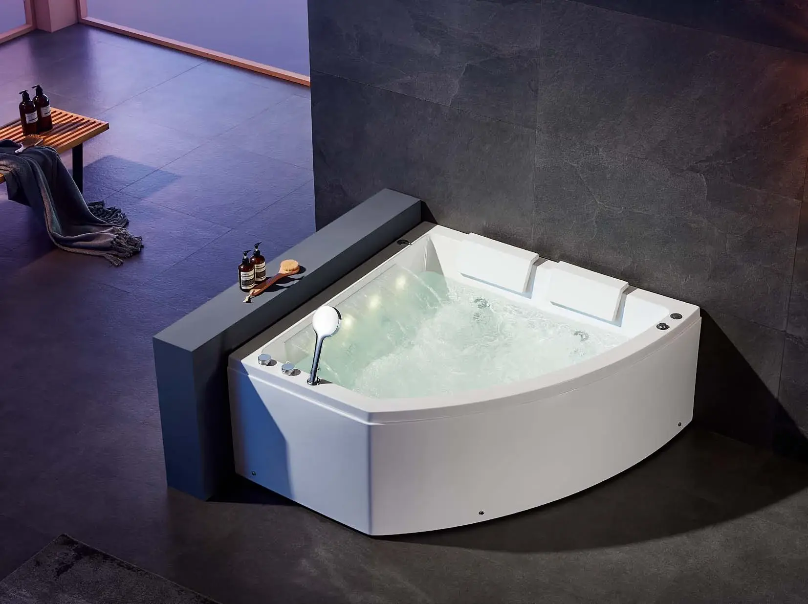 Corner and compact hydrotherapy: Compact corner-bath detail