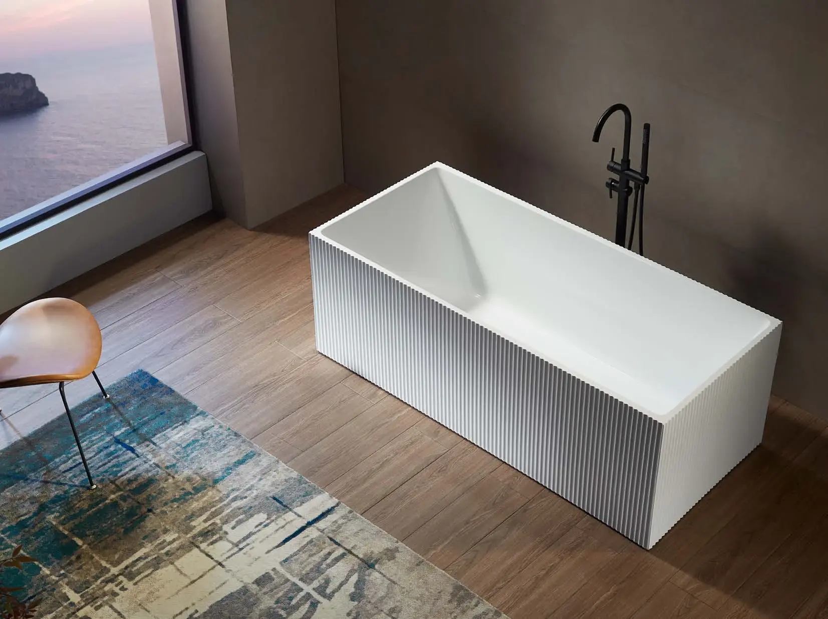 Sculptural soaking baths: Clean rectangular soaking bath