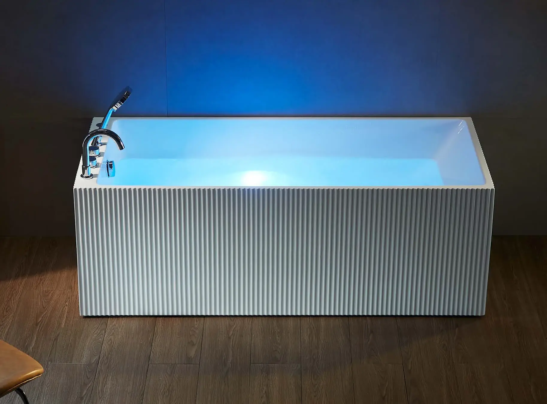 Deck-integrated massage baths: Illuminated rectangular massage bath