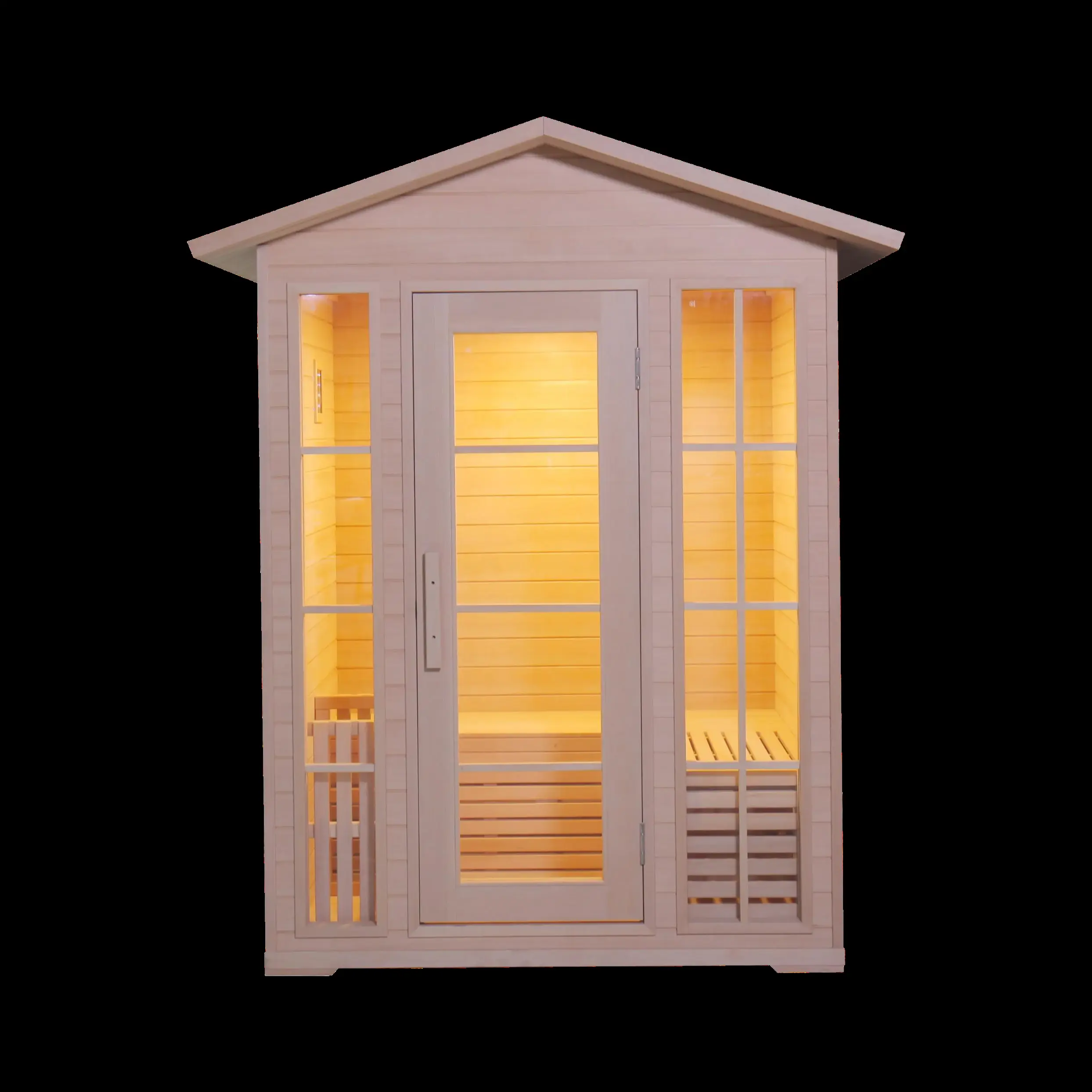 Compact inclined-roof cabins: Double-door outdoor cabin
