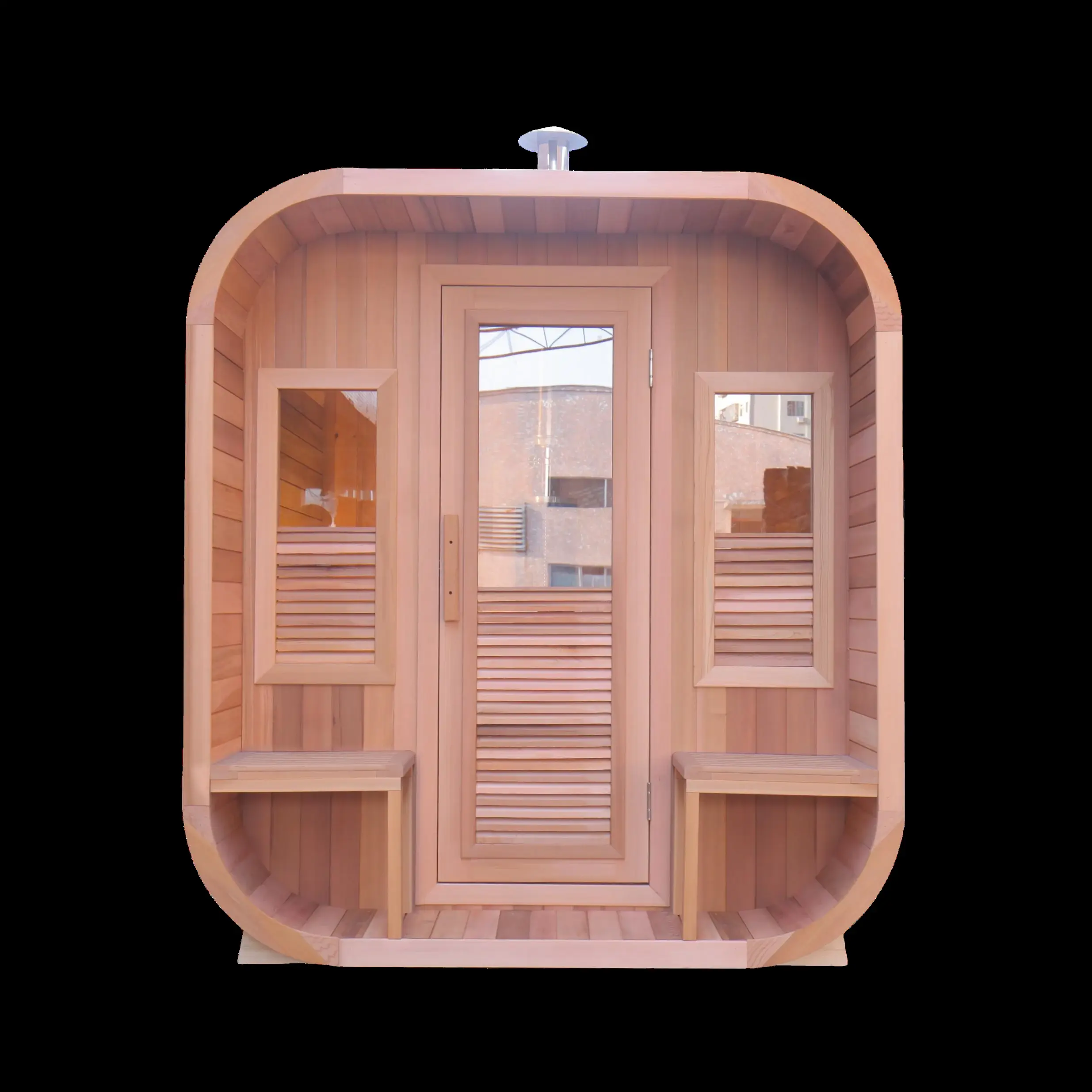 Oval and square-barrel rooms: Large square-barrel sauna