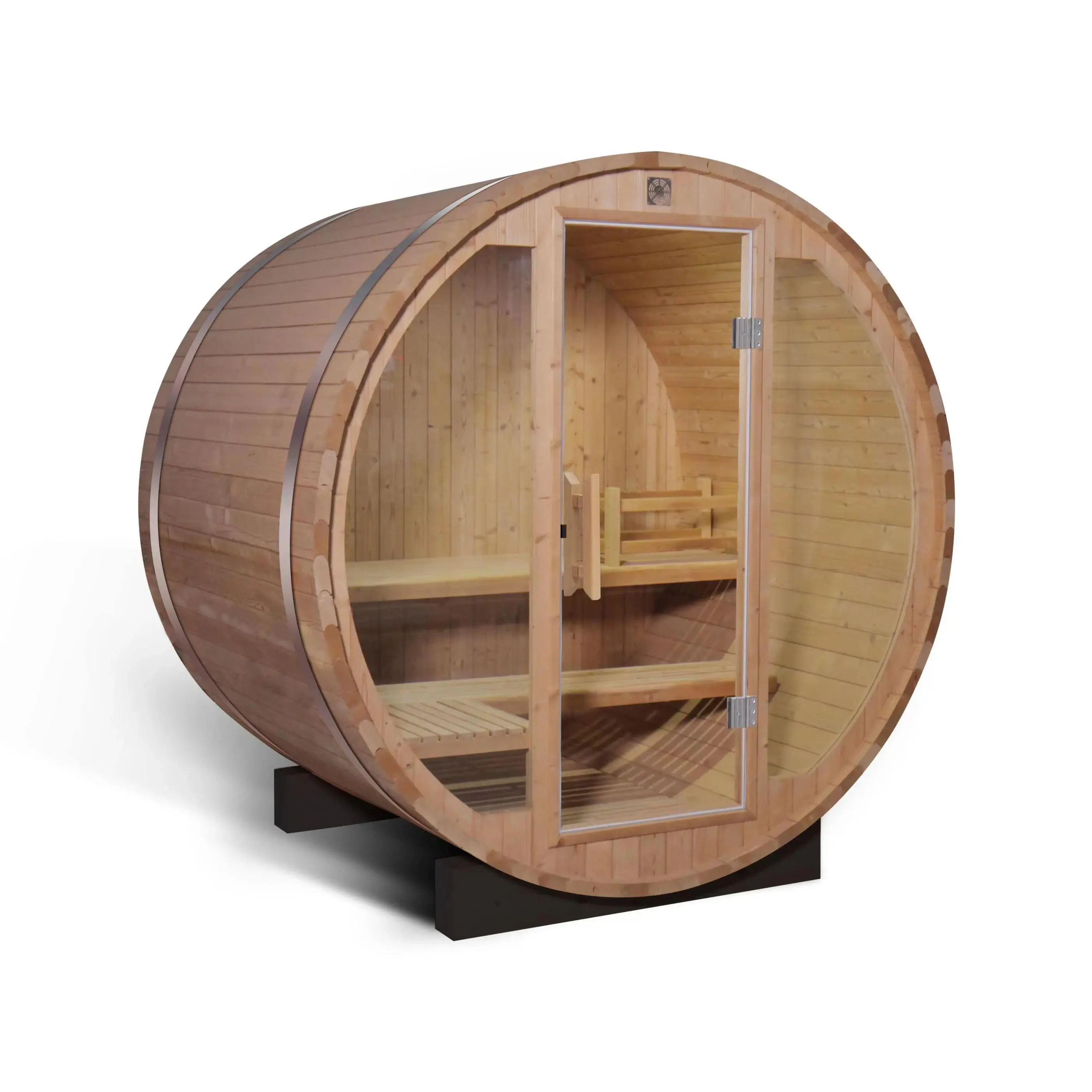 Traditional and extended barrel rooms: Traditional round barrel sauna