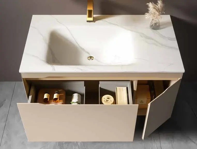 Compact illuminated storage suites: Compact organized-basin detail
