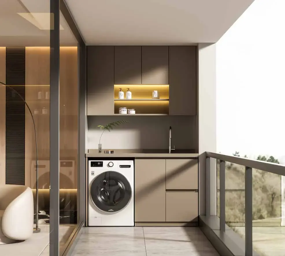 Balcony and laundry walls: Compact balcony utility suite