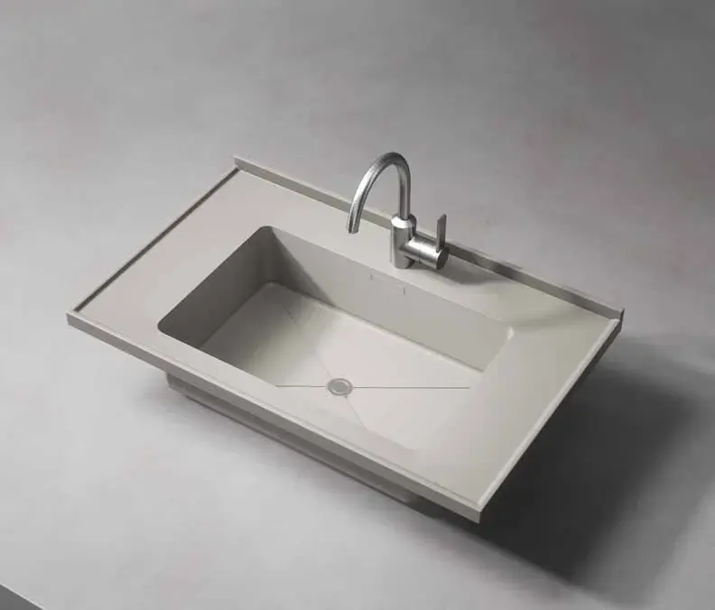 Bathroom basin components: Wide integrated bathroom basin
