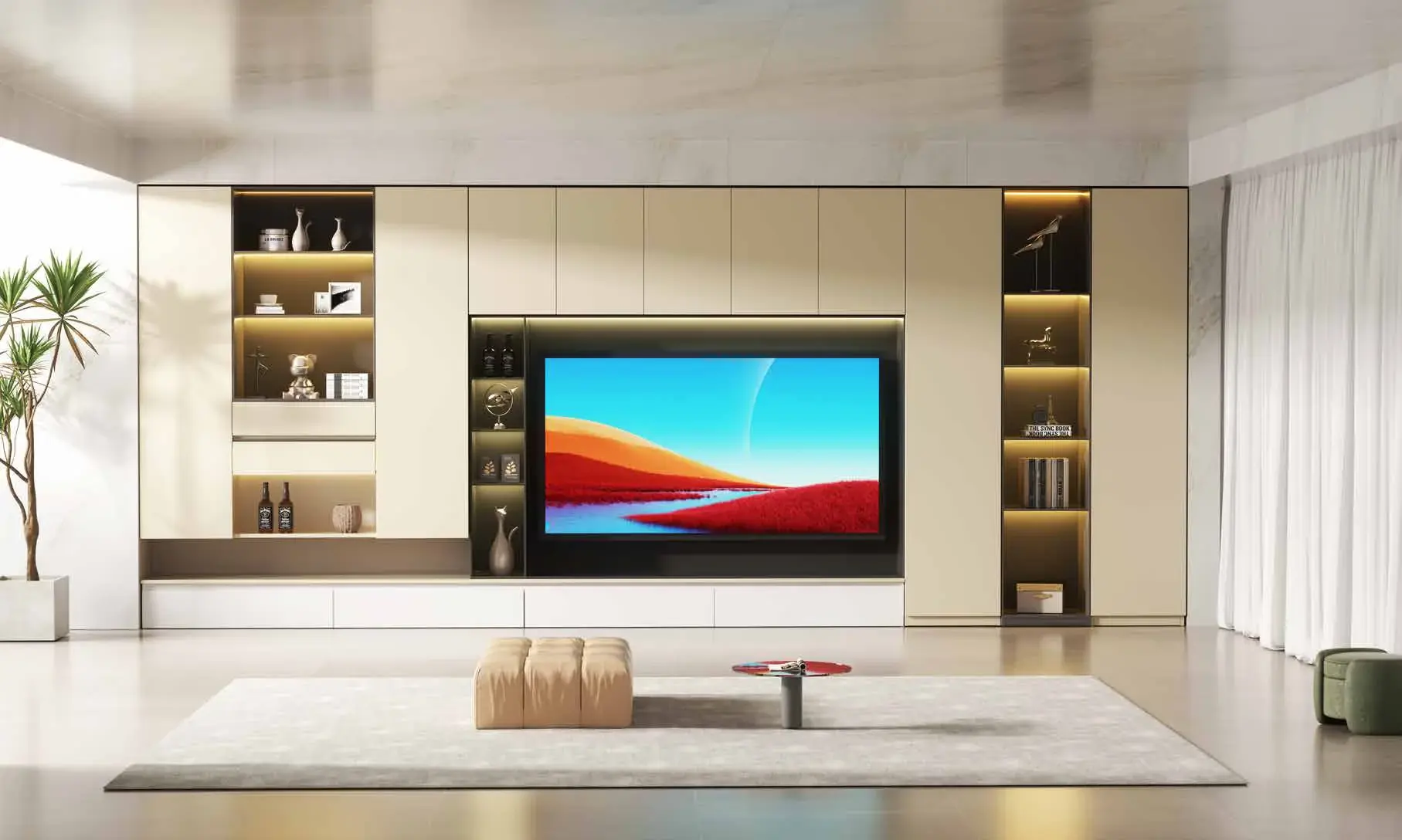 Architectural niches and finish program: Living-room display niche wall