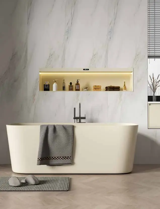 Architectural niches and finish program: Bathroom storage niche